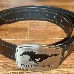 High Quality Genuine Leather Mens Belts Silver Mustang Horse Square Metal Belt